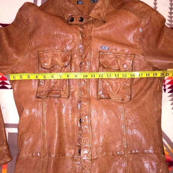 Diesel Leather Brown Western Men Shirt Jacket Sz S - Picture 4 of 8